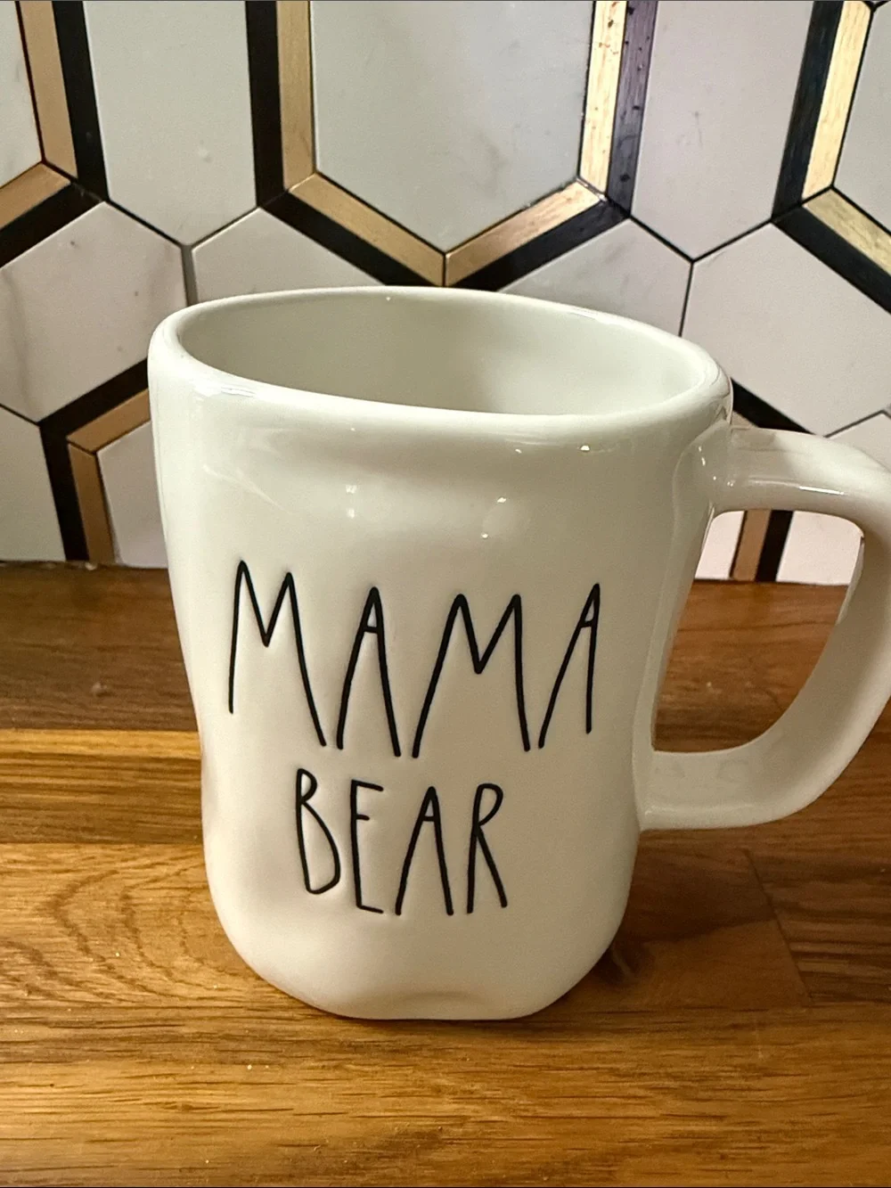 Rae Dunn Mama Bear Ceramic Coffee Mug - White